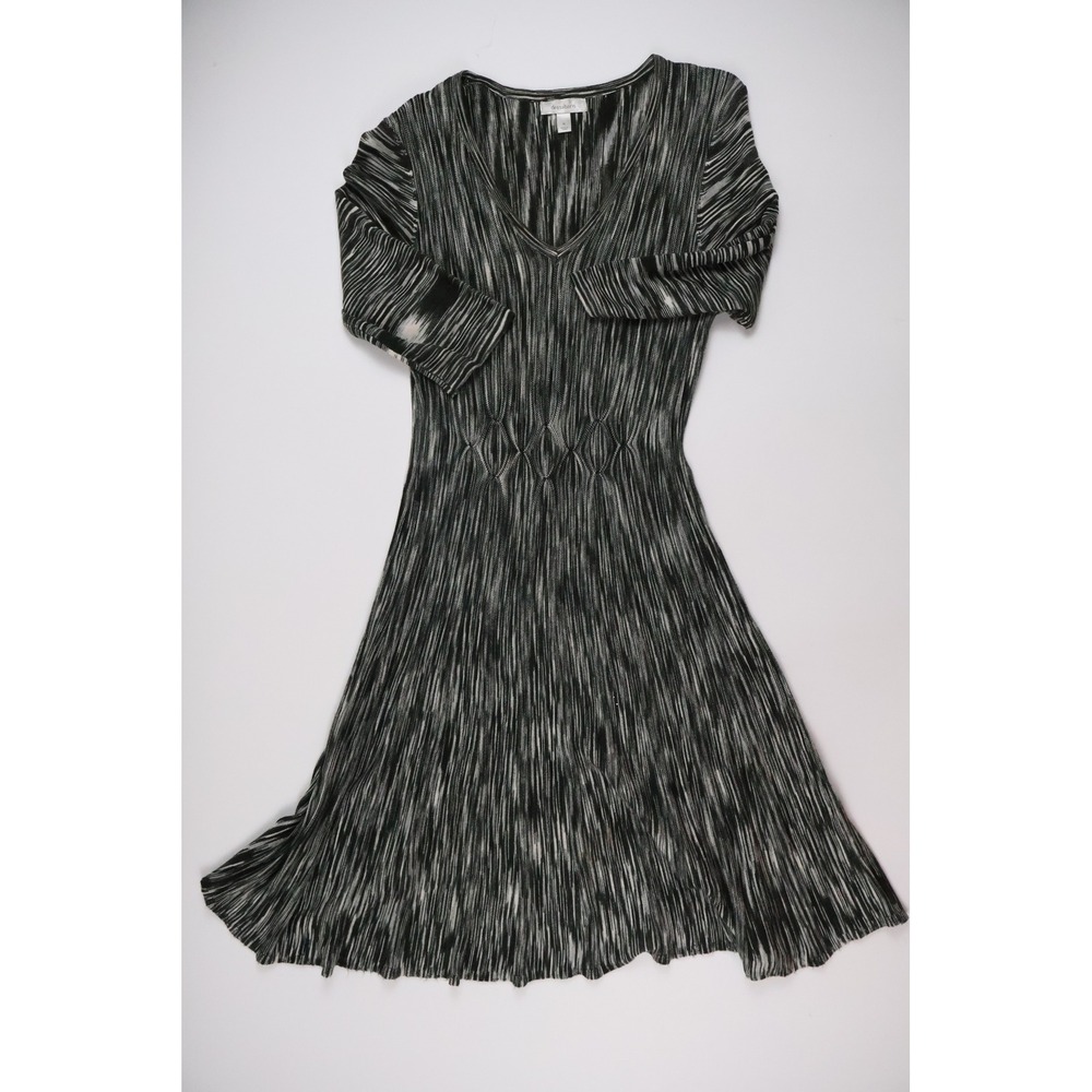 Dressbarn A-Line Dress Space Dye Knit Black White XL